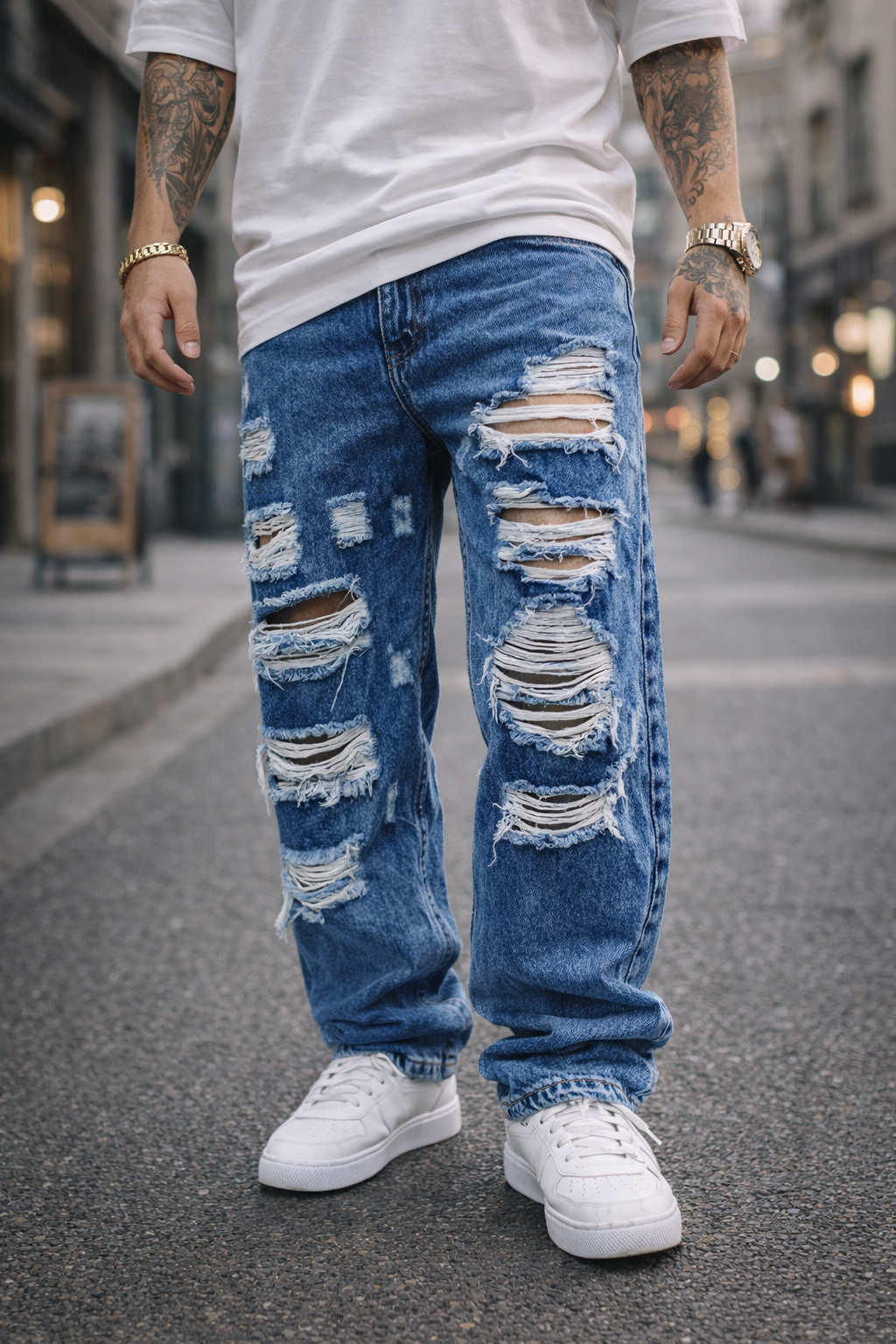 Jeans oversize con destroyer